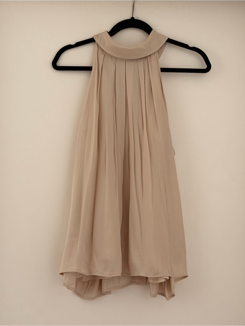 Banana Republic Beige Halter High-Low Pleated Dress